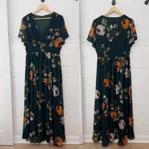Baltic Born Kia Deep Topaz Floral Kimono Maxi Dress Green Size XL
